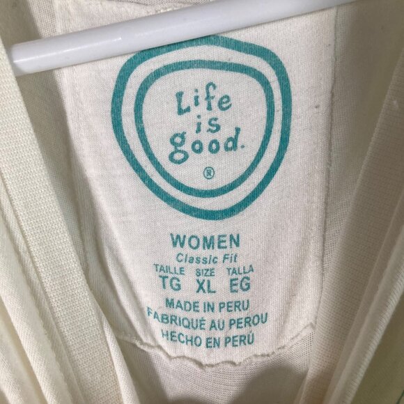 Womens Life Is Good Classic Fit Tee Live Love Discover White Green Brown XL Cott - Picture 7 of 10